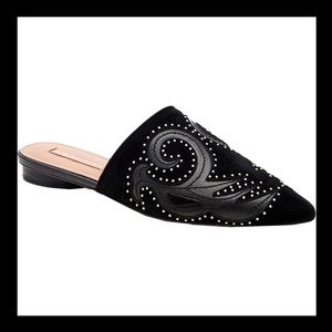 BCBG Nola Embellished Suede Mules